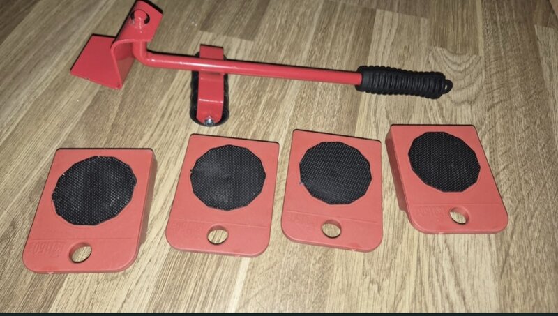 Set 5 piese rosii/ negre pentru mutarea mobilei, cu role,
