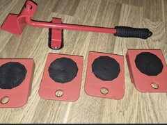 Set 5 piese rosii/ negre pentru mutarea mobilei, cu role